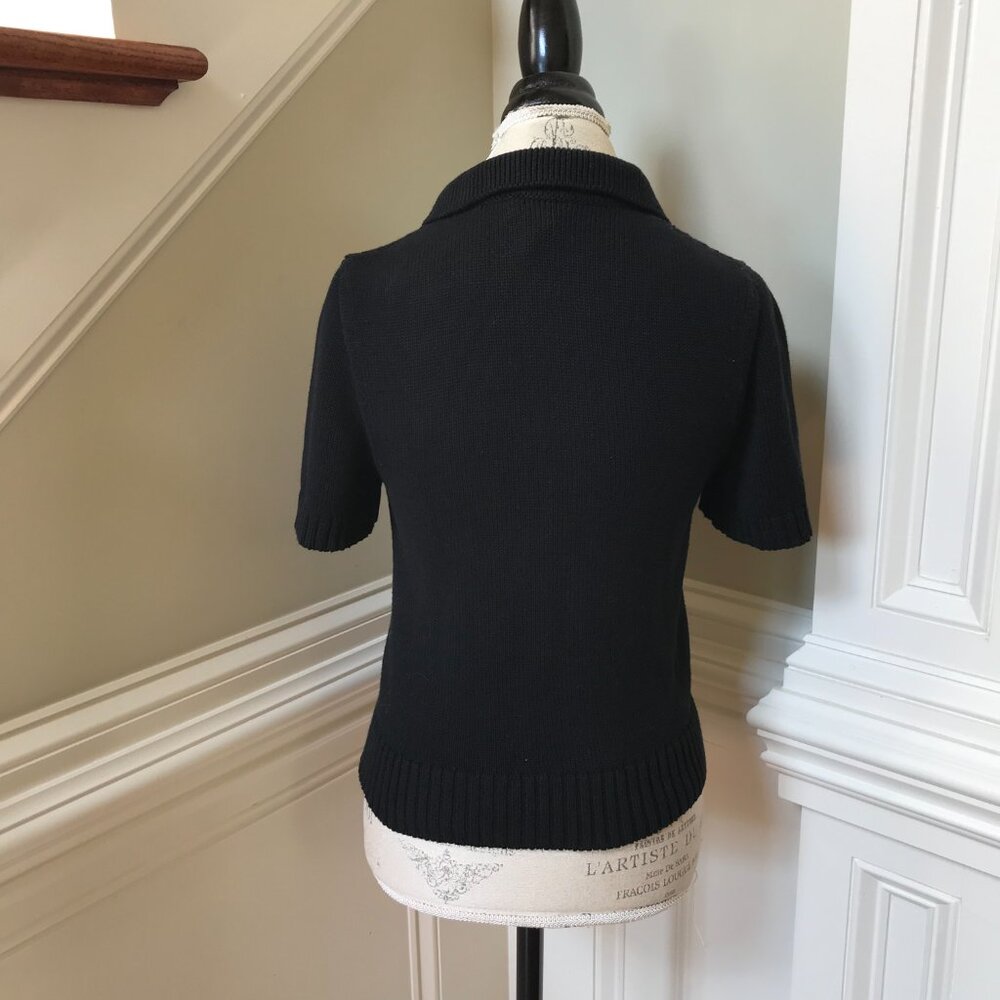 Label Black Knit V-Neck Polo Sweater - Picture 11 of 13